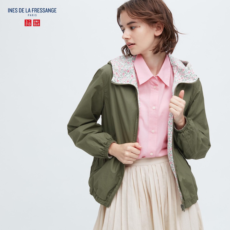 UNIQLO x INES DE LA FRESSANGE 雙面連帽外套457373日本官網 OLIVE L號