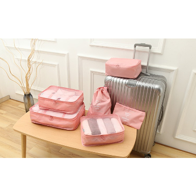粉色 DINIWELL 行李箱衣物整理袋 防水旅遊收納包 6件套裝 防水旅行收纳袋