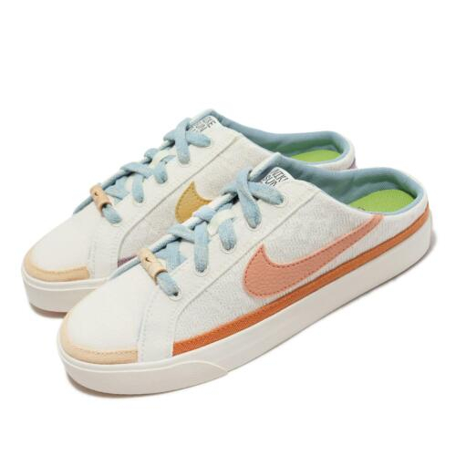 NIKE 休閒拖鞋 女鞋 COURT LEGACY MULE 奶茶鴛鴦勾 竹子鞋扣 踩腳 穆勒鞋 白 DV1741181