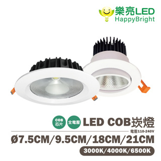 〖樂亮〗★含稅 LED COB崁燈 7.5cm/9.5cm/18cm/21cm 黃光/自然光/白光 普瑞COB芯片 光彩