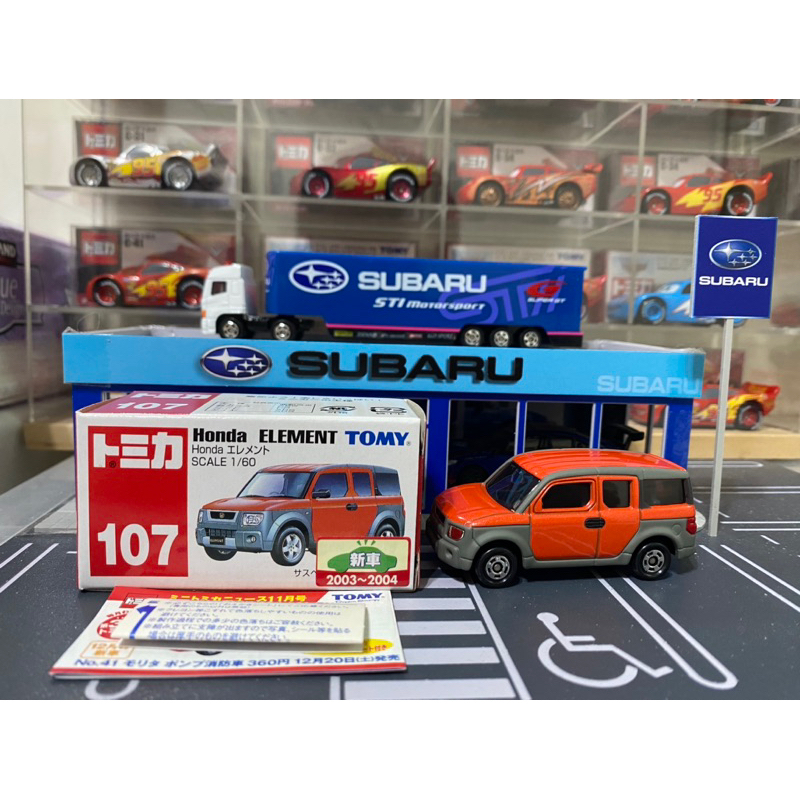 TOMICA NO.107-5 HONDA ELEMENT 一般版 絕版藍標新車貼