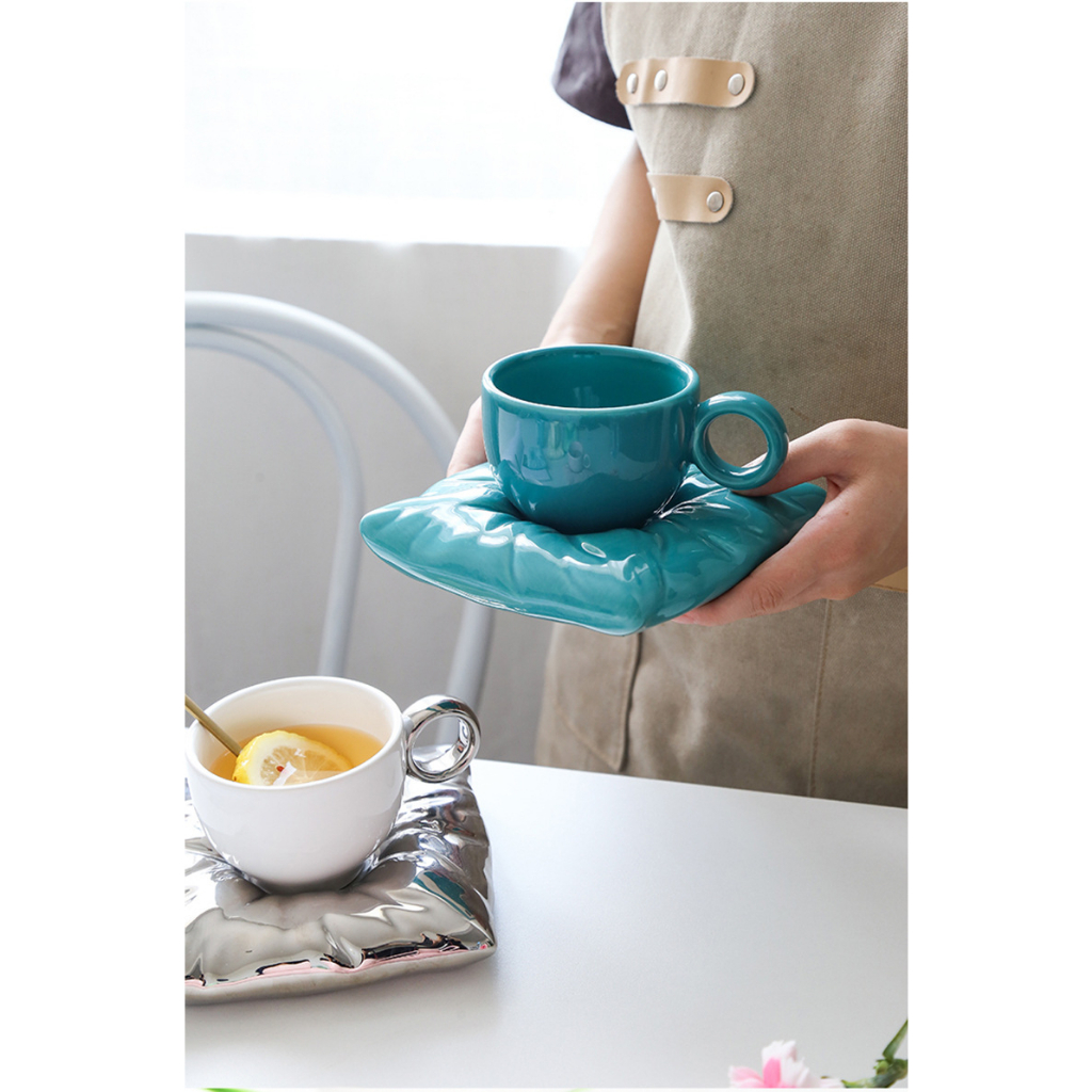 北歐風 陶瓷枕頭咖啡杯盤組 下午茶杯 禮物