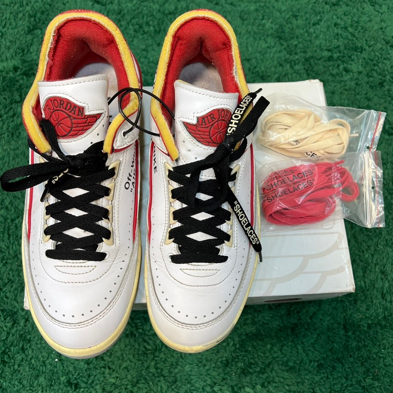 《二手現貨》Off-White x Air Jordan 2 白紅 US8.5 有原盒無扣 極新