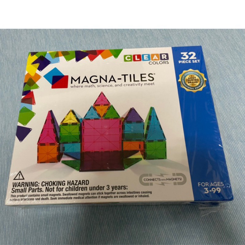 二手【Magna-Tiles】彩色透光磁力積木32片(會透光的彩色積木)
