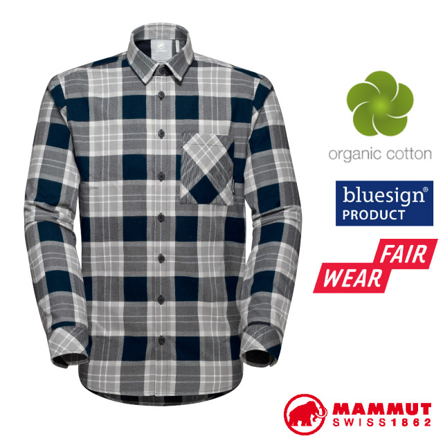 【MAMMUT 長毛象】送》男款 彈性透氣格紋長袖襯衫Trovat Longsleeve Shirt.休閒衫_00700