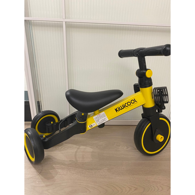 合售，二手9成新【Kiwicol 多功能4合1】兒童腳踏車-黃色，二手滑步車