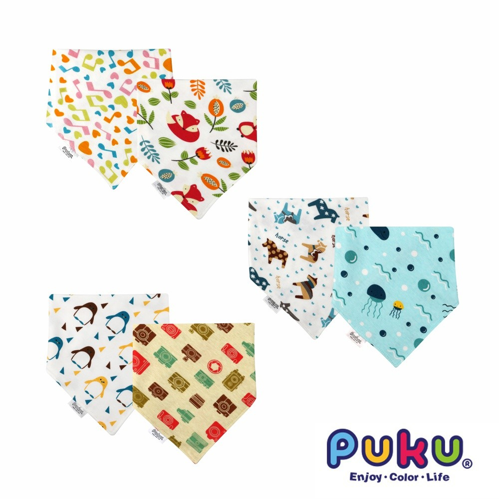 PUKU藍色企鵝 柔棉造型領巾2入(三款)