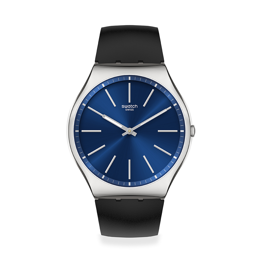 【SWATCH】Skin Irony 超薄金屬 手錶 BLUE 42 (42mm) 瑞士錶 SS07S125