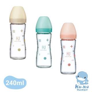 KuKU酷咕鴨 PLUS 純真之瞳寬口玻璃奶瓶-240ml/配件/奶嘴