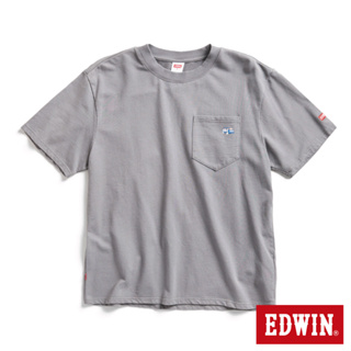 EDWIN 露營系列 富士山腳營地LOGO小印花短袖T恤(灰褐色)-男款