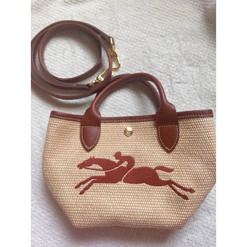 longchamp 草編包 騎士logo 經典配色