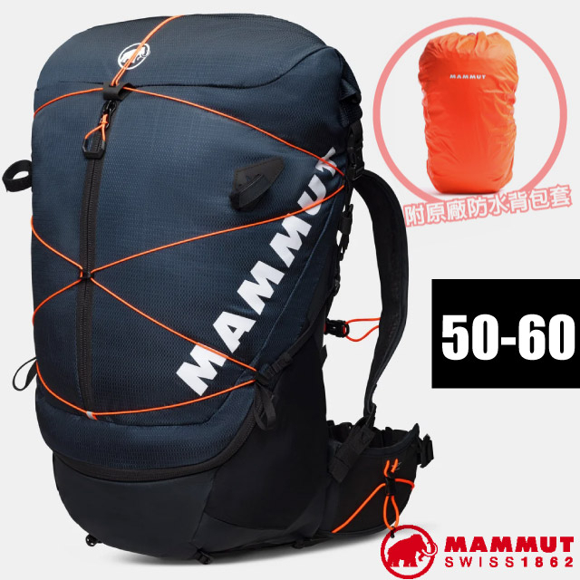 【MAMMUT 長毛象】送》新款 減震透氣登山健行背包 50-60L Ducan Spine/原廠防水背包套_00380