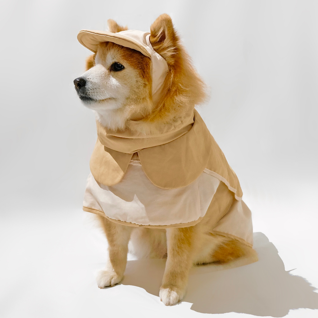 【Woolly Woolly寵物雨衣套裝（米色）】狗狗雨衣 寵物服飾 寵物用品 狗狗配件 下雨必備