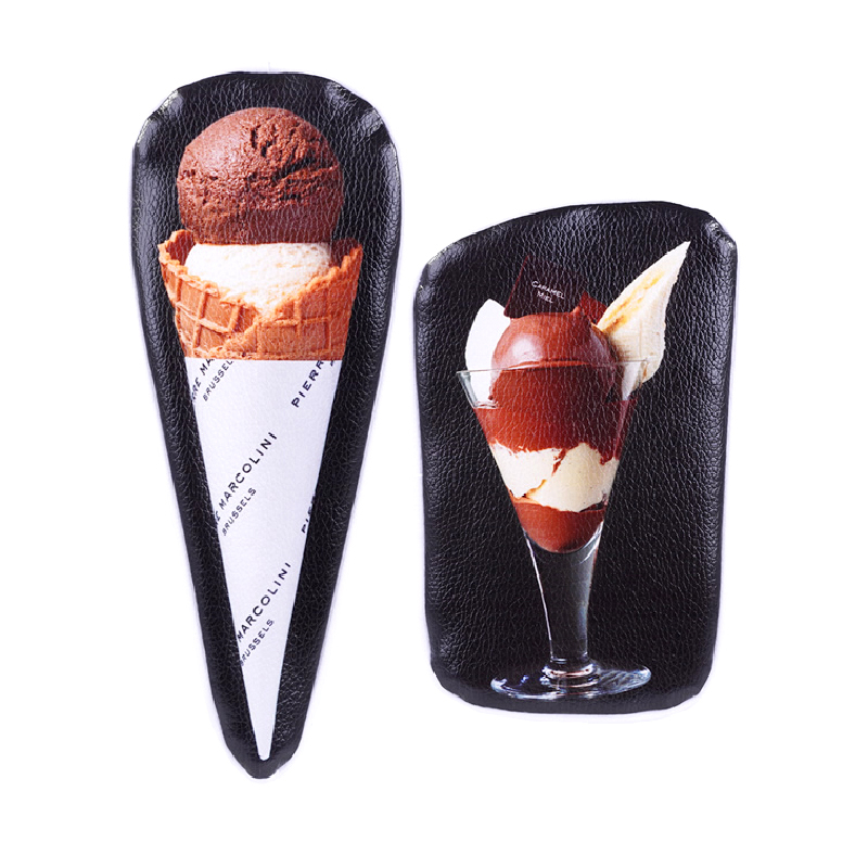 wbar☆日本限定雜誌附錄PIERRE MARCOLINI比利時巧克力 霜淇淋錢包 零錢包 冰淇淋收納包 卡包 卡片收納