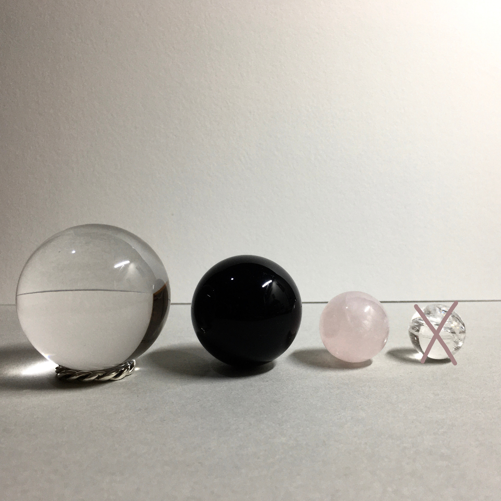 【水晶流動】白水晶、黑曜石、粉晶 ～水晶球3顆一組不分售