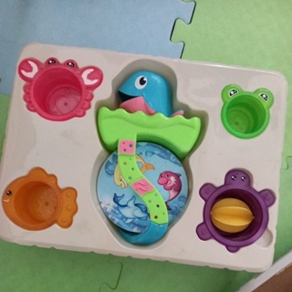 玩具 洗澡玩具 使用過 海豚沐浴水車組