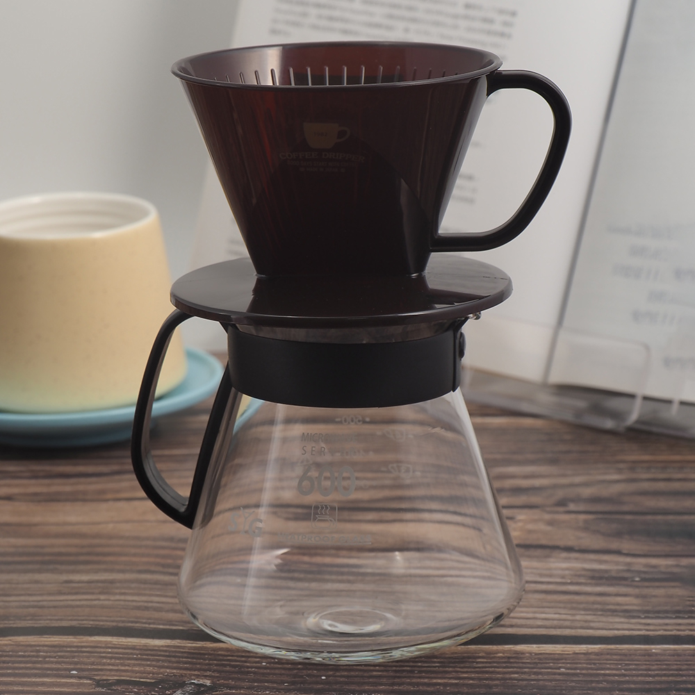【一品川流】日本製NAKAYA扇形咖啡濾杯-2~4人X1+咖啡壺-600mlX1