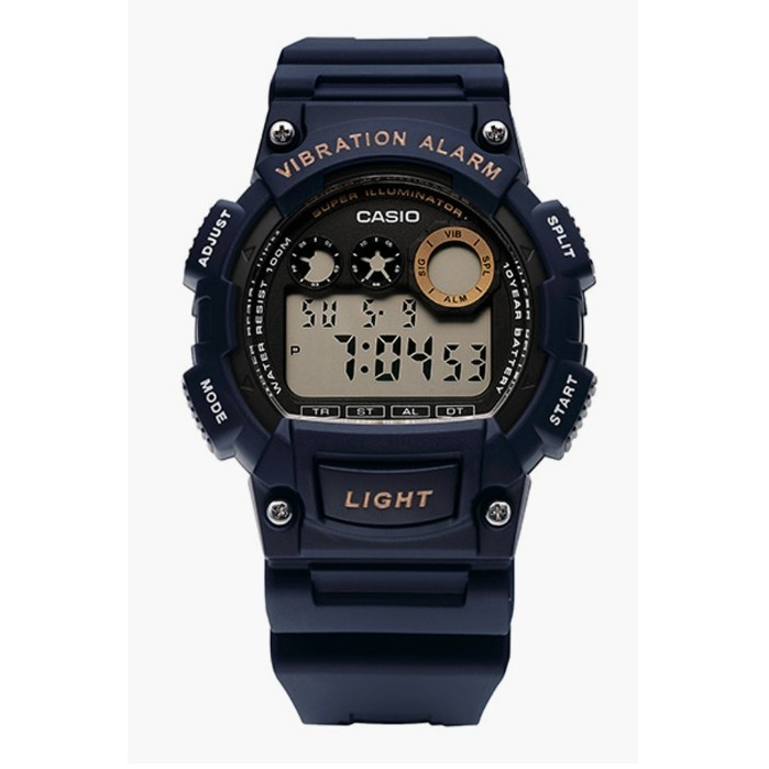 國隆手錶專賣店 CASIO W-735H-2A 運動型 電子男錶 深藍 震動鬧鈴 冷光照明 防水100米 W-735H