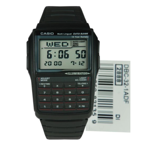 國隆手錶專賣店 CASIO DBC-32-1A 多功能電子錶 膠質錶帶 電話記憶 計算機 碼錶 背光 DBC-32
