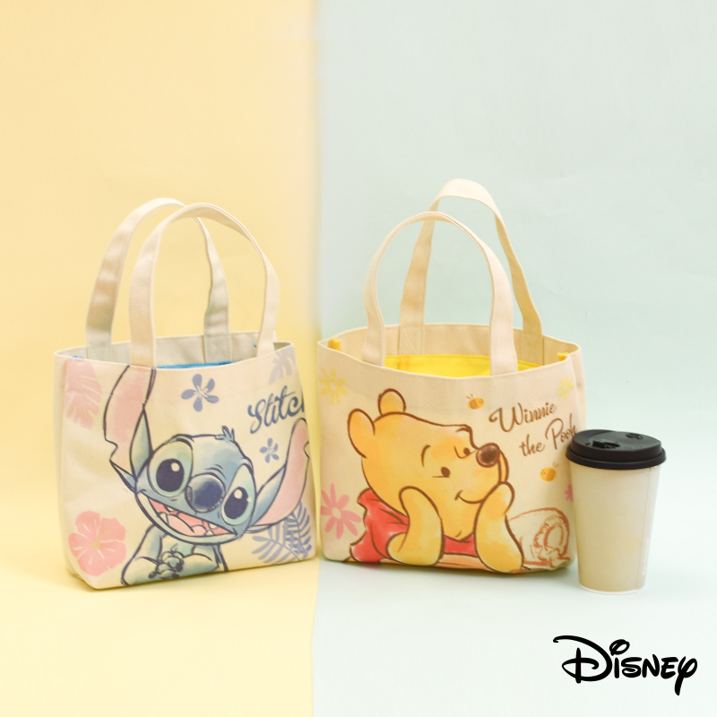 迪士尼｜帆布萬用手提袋 愛麗兒 米妮 三眼怪 史迪奇 維尼 奇奇蒂蒂 瑪麗貓 手提袋 萬用包 手提包 CA828