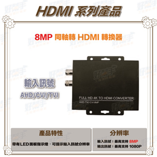 <台灣現貨 快速出貨>8MP 同軸高清 AHD/CVI/TVI & CVBS 轉 HDMI 轉換器