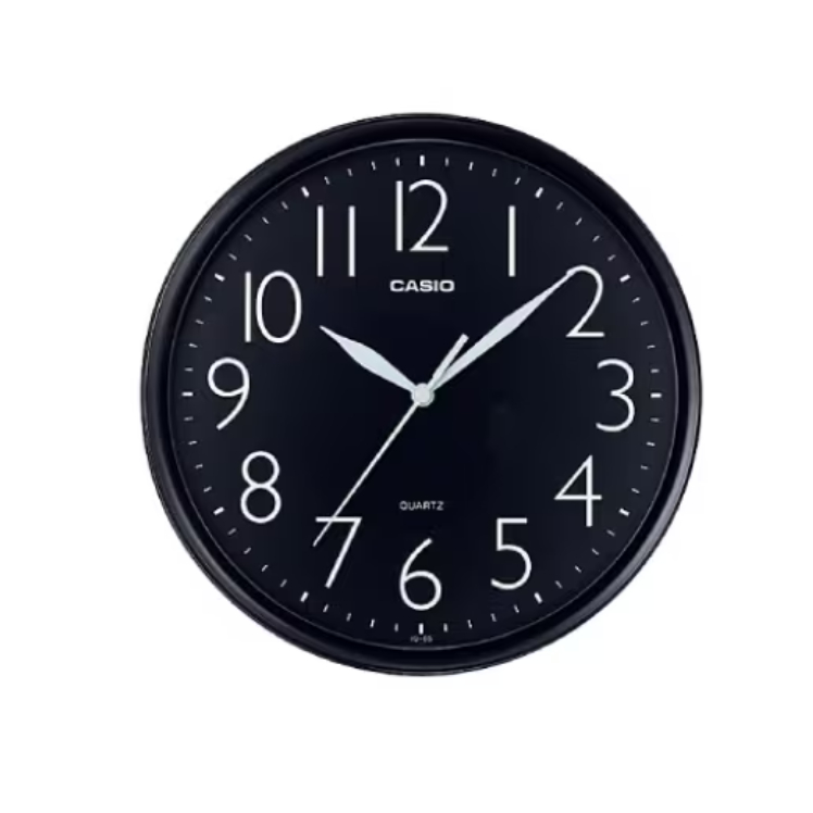 CASIO卡西歐簡潔大方的三針-時、分、秒針設計 圓形掛鐘 IQ-05-1