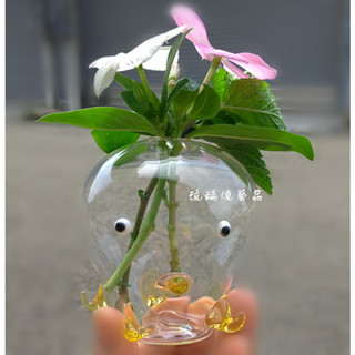 琉璃藝品 玻璃藝品 章魚玻璃瓶 章魚植栽小花瓶 吹製玻璃章魚 玻璃章魚植栽 空心章魚