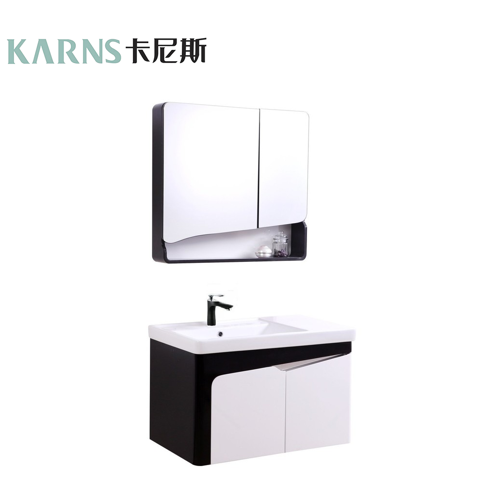 【CERAX洗樂適】黑色典雅系列PVC防水發泡板鏡櫃面盆浴櫃組，100%防水(AD-4066/4055)