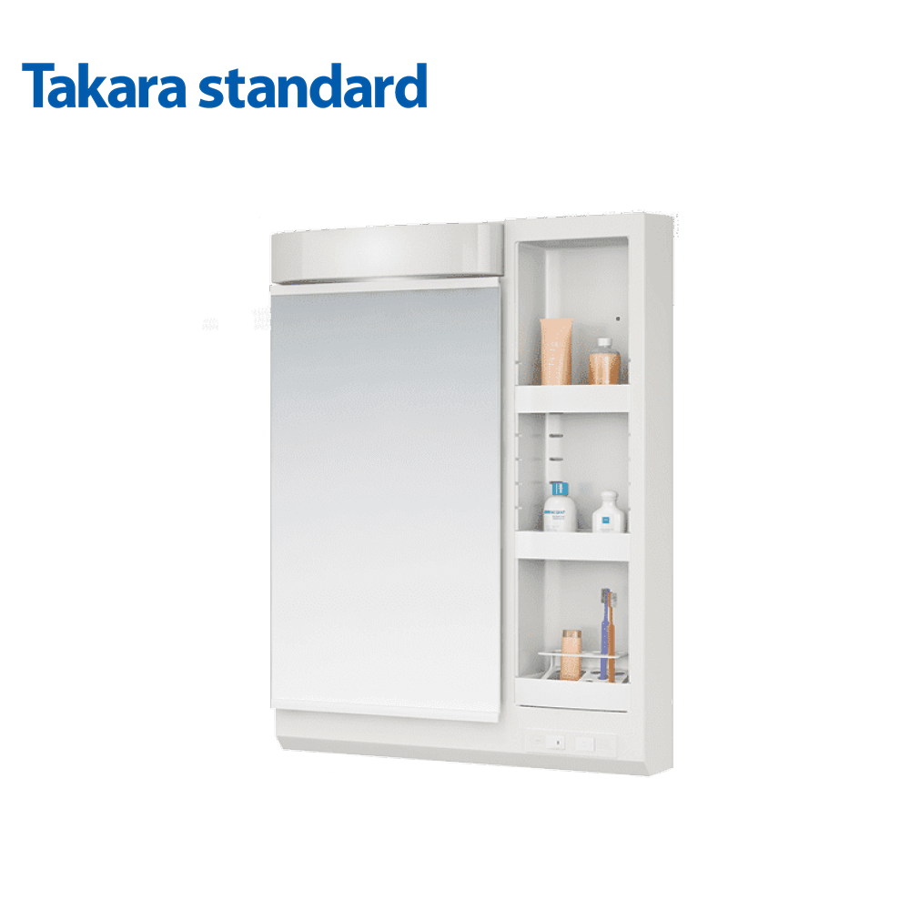 【CERAX洗樂適衛浴】TAKARA日本單面開放收納鏡櫃75CM、照明、化妝鏡鏡櫃(SIM-075M1AHNEA-2)