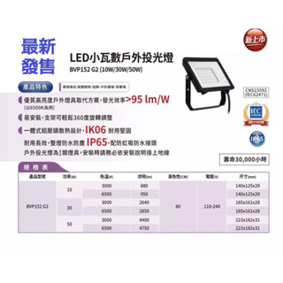 PHILIPS飛利浦 BVP152 LED 全電壓 IP65 投光燈 10w 30w 50w 黃光 自然光 白光