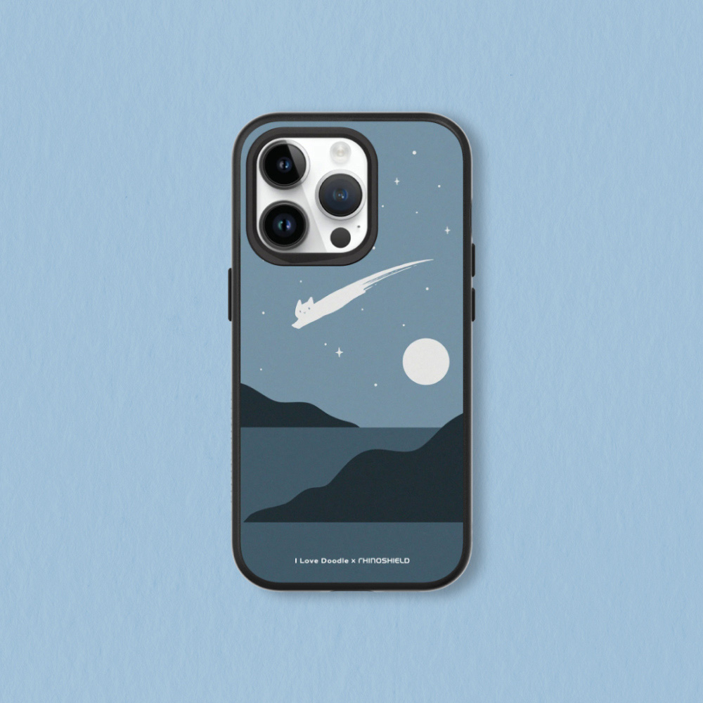 犀牛盾 適用iPhone SolidSuit防摔背蓋手機殼∣ilovedoodle系列/貓咪流星