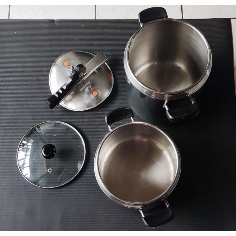 鍋寶義大利式快鍋2入組，10.5+7公升鍋身，1個快鍋蓋+1個玻璃蓋