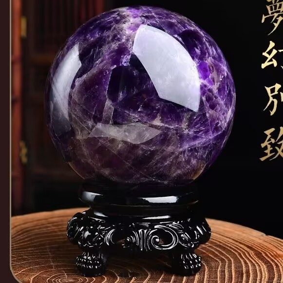 🔥純天然紫水晶球擺件夢幻紫水晶球原石手工打磨家居辦公開業禮品