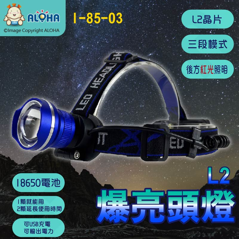 阿囉哈LED總匯_I-85-03_L2-CREE拉管三段大透鏡登山頭燈-藍色(658-L2)