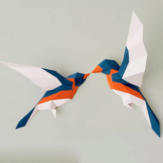 【早月堂🌙】(台灣現貨快速出貨🔥)比翼鳥 愛情鳥 3D 立體 紙模型 壁掛 壁飾 /自己動手做