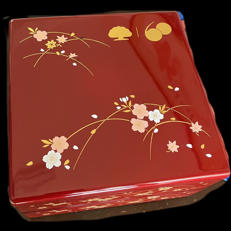 日本漆器二層干菓盒 雙層盒子 干菓盒 餅乾盒 糖果盒子 國泰人壽 國泰60週年 盒子