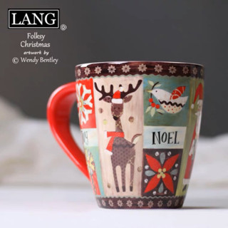 全新現貨-LANG大容量馬克杯-500ml-紅色聖誕節麋鹿馬克杯-外貿單-奶茶杯-咖啡杯-大容量陶瓷馬克杯
