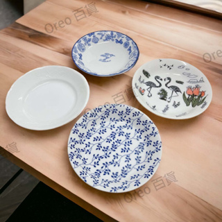 日本製碗盤 8淺井 雙鶴 十字 灰葡萄 碗盤