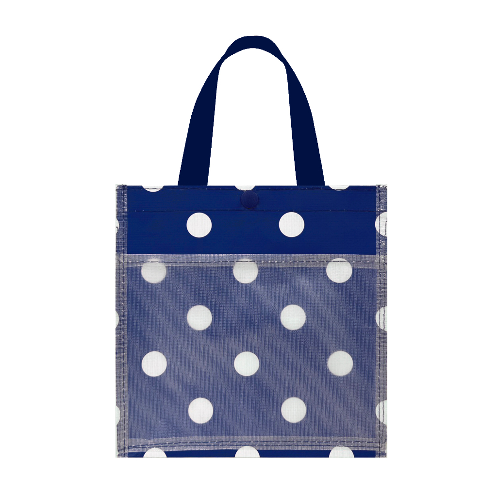 Sunny Bag-小方形防水購物袋-藍底白點
