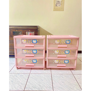 三麗鷗 Hello Kitty 三層收納櫃二組合售二手（絶版品）限自取