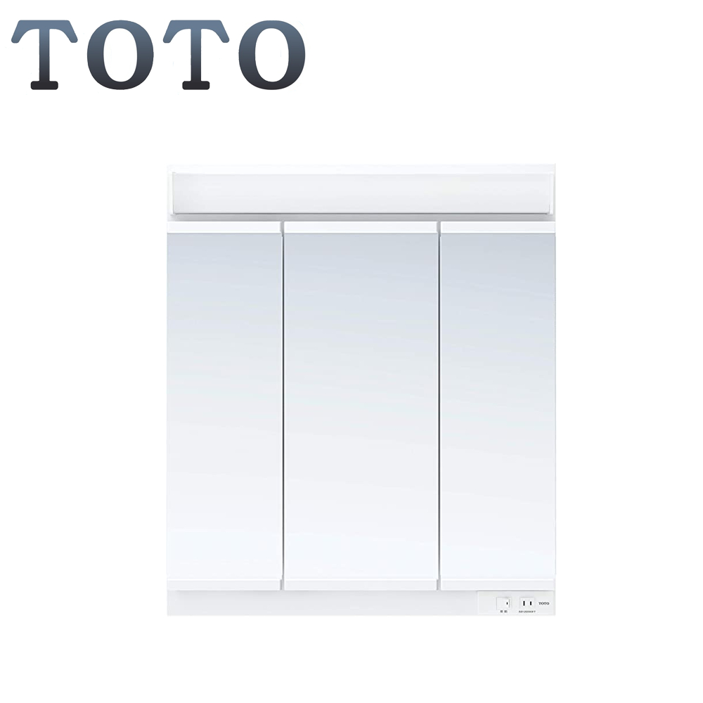 『洗樂適台南義林店』TOTO日本原裝進口，75CM三面收納鏡櫃、照明、化妝鏡、浴室櫃(LMCC075A3SEC1G)