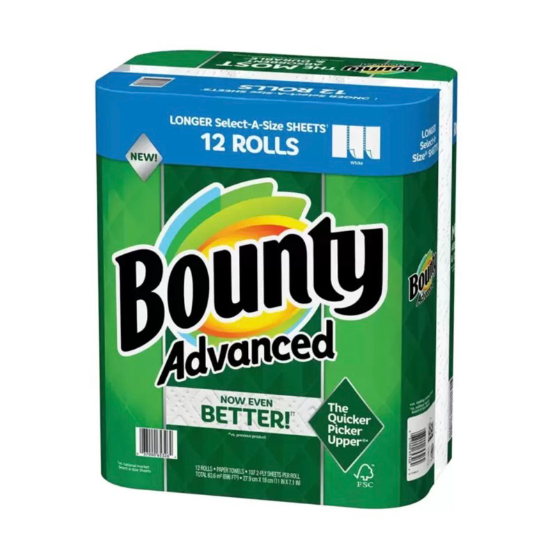 Bounty 隨意撕特級廚房紙巾 101張 X 12捲 好市多代購 costco 餐巾紙