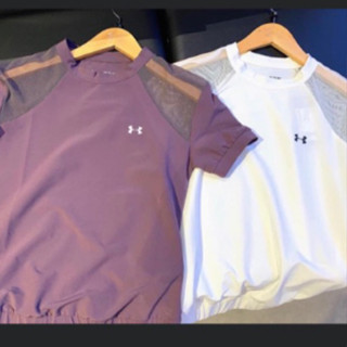 Under armour UA女生運動排汗上衣 白/紫色尺寸M