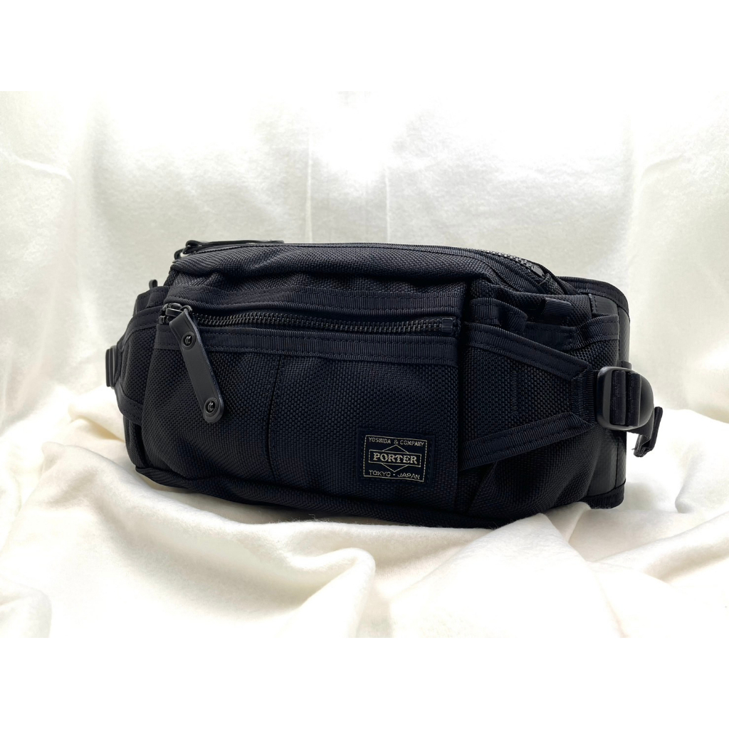 PORTER 日本吉田｜HEAT Waist Bag｜( M )｜防彈尼龍｜黑｜扁長型｜胸包/腰包