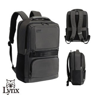【Lynx】美國山貓嚴選尼龍布包大型商務後背包 多隔層機能收納/筆電保護袋-深灰 LY39-6808-91