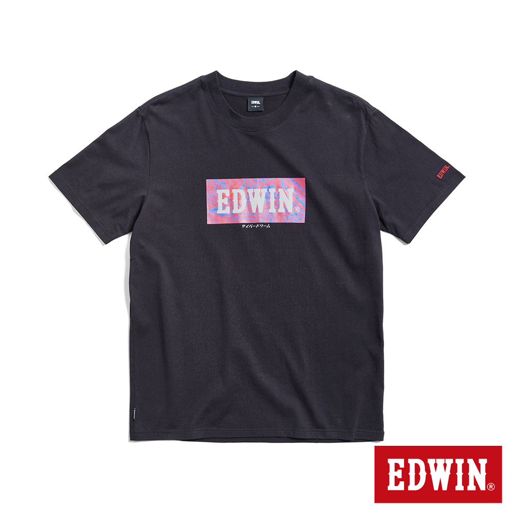 EDWIN 加大碼 數位煙霧BOX LOGO短袖T恤(黑色)-男款