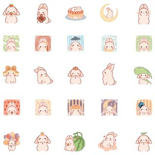 台灣出貨 50張不同款 王 粉色 兔子 小粉紅 動物  獎勵貼紙 可貼在 安全帽 手賬 筆電 ipad 水杯 手機殼 裝