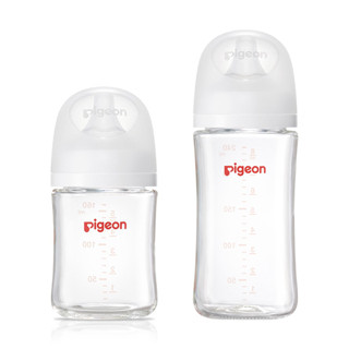 pigeon 貝親 第三代母乳實感玻璃奶瓶160ml/240ml-純淨白【佳兒園婦幼館】