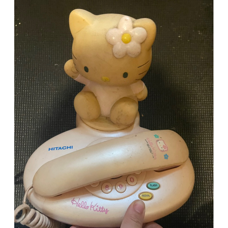 HITACHI 絕版 古董 收藏 Hello Kitty造型電話機