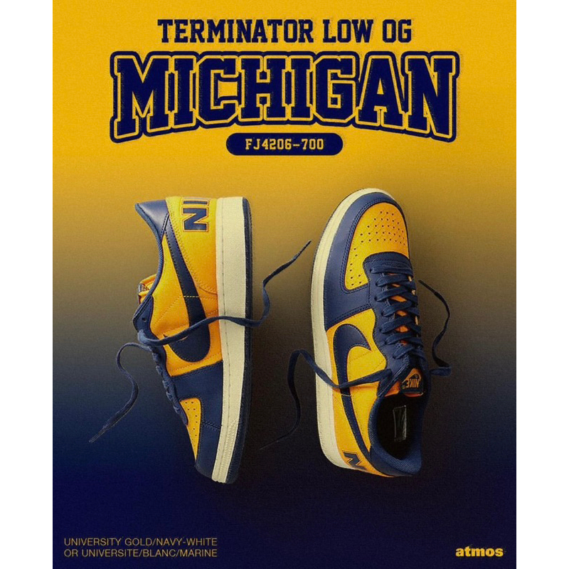 冉冉日本代購Nike Terminator Low 密歇根 復古輕便板鞋 FJ4206-700黃藍